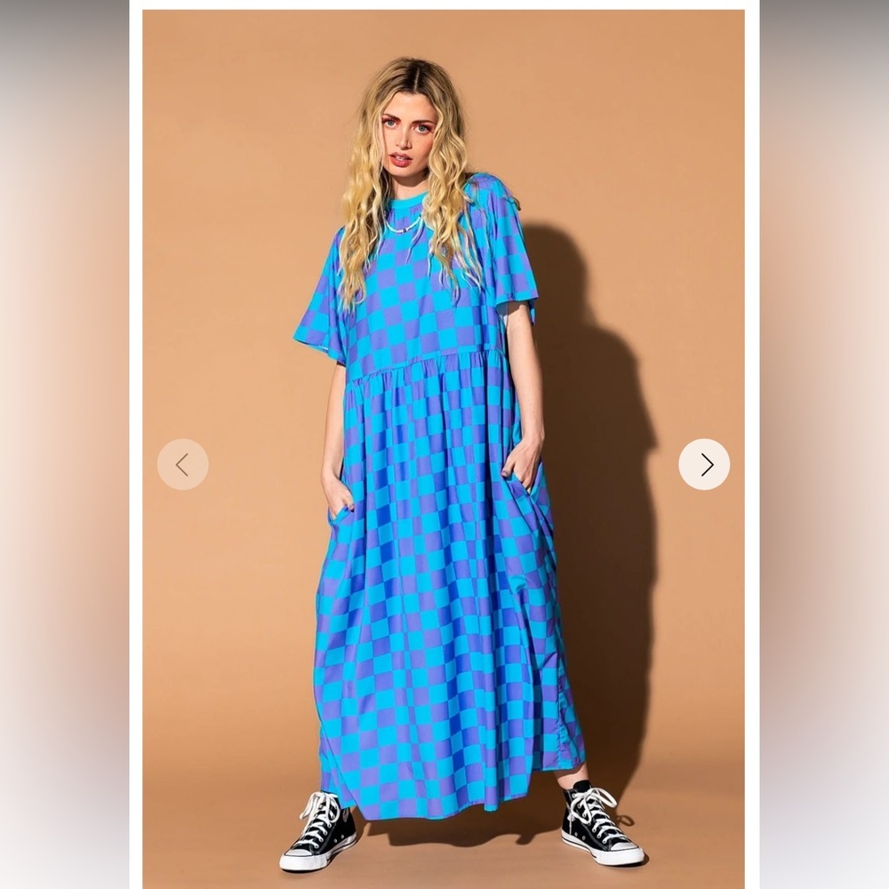LALA ORIGINAL: Never Too Much Oversized Dress in Blue + Lilac Medium